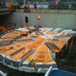 Cutterhead of Tunnel Boring Machine in hold of barge in Miami