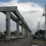 Completed support columns with installed guideway sections north of SR 112